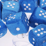 Maxbell 24Pcs 4cm Plush Fuzzy Dice Family Set Car Dice Mirror Hanging Pendant Blue