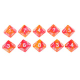Maxbell 10pcs 10 Sided D10 Polyhedral Dice Double Color for DND RPG MTG Orange Red