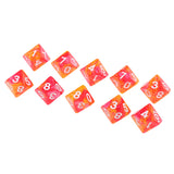 Maxbell 10pcs 10 Sided D10 Polyhedral Dice Double Color for DND RPG MTG Orange Red
