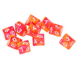 Maxbell 10pcs 10 Sided D10 Polyhedral Dice Double Color for DND RPG MTG Orange Red