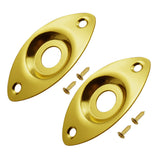 Maxbell 2 Pieces Oval Output Input Jack Socket Plate for Electric Guitar Bass Gold