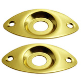 Maxbell 2 Pieces Oval Output Input Jack Socket Plate for Electric Guitar Bass Gold