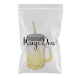 Maxbell Gradient Glass Mason Jam Drinking Cocktail Jar Handle And Straw 480ML Yellow