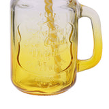 Maxbell Gradient Glass Mason Jam Drinking Cocktail Jar Handle And Straw 480ML Yellow