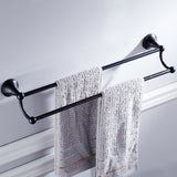 Maxbell Wall Mounted Brass Towel Rack Bathroom Storage Bath Double Towel Bar Black