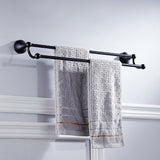 Maxbell Wall Mounted Brass Towel Rack Bathroom Storage Bath Double Towel Bar Black