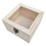Maxbell Natural Plain Wooden Box Unpainted Wood Storage Case Glass Lid  18x18x7cm