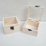 Maxbell Natural Plain Wooden Box Unpainted Wood Storage Case Glass Lid  18x18x7cm