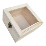 Maxbell Natural Plain Wooden Box Unpainted Wood Storage Case Glass Lid  18x18x7cm