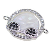 Maxbell diamante rhinestone crystal double bail charms with shell- jewelry making  A