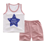 Maxbell Kids Baby Summer Suit Casual Sleeveless T-shirt Tops and Shorts Star 70