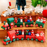 Maxbell Wooden Christmas Retro Steam Train Set Kids Toy Xmas Gift Home Decor Green