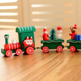 Maxbell Wooden Christmas Retro Steam Train Set Kids Toy Xmas Gift Home Decor Green