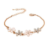 Maxbell Personality Women Girls Flower Opal Charm Bracelet Bangle Fashion Jewelry