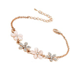 Maxbell Personality Women Girls Flower Opal Charm Bracelet Bangle Fashion Jewelry