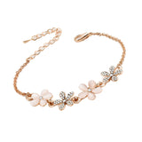 Maxbell Personality Women Girls Flower Opal Charm Bracelet Bangle Fashion Jewelry