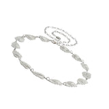 Maxbell Metal Waist Chain Belt Wide Silver Leaf Waistband for Women
