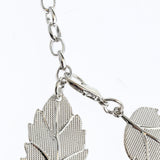 Maxbell Metal Waist Chain Belt Wide Silver Leaf Waistband for Women