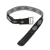 Maxbell No Buckle Stretch Belt Unisex Elastic Waist Strap for Jeans Pant Black Plaid