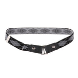 Maxbell No Buckle Stretch Belt Unisex Elastic Waist Strap for Jeans Pant Black Plaid