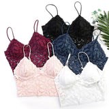Maxbell Tank Tops Floral Lace Bralette Bustier Crop Top Bra Shirt Vest White