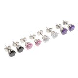 Maxbell 4Pair Crystal Zircon Stainless Steel Earrings Set Women Ear Stud Jewelry 8mm