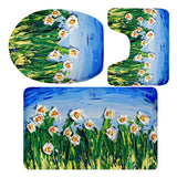 Maxbell 3 Pieces Floral Print Toilet Lid Cover Non Slip Bathmat Bathroom Rug #6