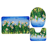 Maxbell 3 Pieces Floral Print Toilet Lid Cover Non Slip Bathmat Bathroom Rug #6