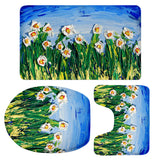 Maxbell 3 Pieces Floral Print Toilet Lid Cover Non Slip Bathmat Bathroom Rug #6