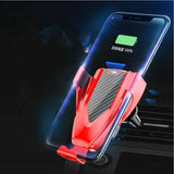 Maxbell Car Wireless Charger Automatic Clamping Phone Holder Sensor Mount Wine Red