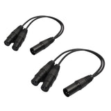 Maxbell 3-Pin XLR Male to Dual 2 Male Female Y Splitter Mic DJ Cable Adaptor 16 AWG