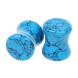 Maxbell 1Pair Round Ear Plug Ear Gauge Expander Flesh Tunnel Stretcher Body Jewelry 10mm Blue Turquoise