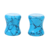 Maxbell 1Pair Round Ear Plug Ear Gauge Expander Flesh Tunnel Stretcher Body Jewelry 10mm Blue Turquoise