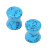 Maxbell 1Pair Round Ear Plug Ear Gauge Expander Flesh Tunnel Stretcher Body Jewelry 10mm Blue Turquoise