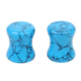 Maxbell 1Pair Round Ear Plug Ear Gauge Expander Flesh Tunnel Stretcher Body Jewelry 10mm Blue Turquoise