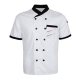 Chef Jacket Uniform Short Sleeve Hotel Kitchen Apparel Cook Coat L White