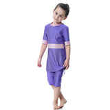 Maxbell 3/kit Girls Modest Swimsuit Muslin Islamic Bathing Suit Burkini Purple 80cm