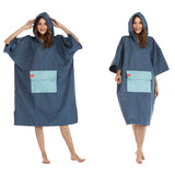 Maxbell Surf Changing Robe Beach Poncho Microfiber Bathrobe Bath Towel Adult Blue