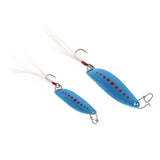 Maxbell 2pcs Metal Spoons Fishing Lures Hard Sequins Baits with Single Hook Blue