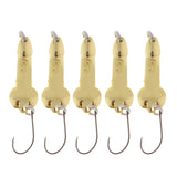 Maxbell 5pcs Spoon Fishing Lures Spinners Baits Metal Sequins Lures with Hook Golden