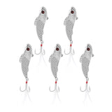 Maxbell 5pcs Sequin Spoon Fishing Lure Casting Jigging Bass Bait VIB Swimbait Silver