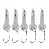 Maxbell 5pcs Spoon Fishing Lures Spinners Baits Metal Sequins Lures with Hook Silver