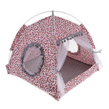 Maxbell Pet Cat Teepee House Summer Comfort Tent Cave Bed Kennel Non-slip M Leopard Print Pink