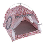 Maxbell Pet Cat Teepee House Summer Comfort Tent Cave Bed Kennel Non-slip M Leopard Print Pink