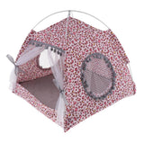 Maxbell Pet Cat Teepee House Summer Comfort Tent Cave Bed Kennel Non-slip M Leopard Print Pink
