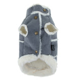 Maxbell Pet Small Dog Teddy Windproof Winter Plush Vest Jacket Coat  Blue Gray M