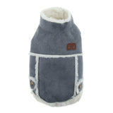 Maxbell Pet Small Dog Teddy Windproof Winter Plush Vest Jacket Coat  Blue Gray M