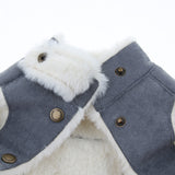 Maxbell Pet Small Dog Teddy Windproof Winter Plush Vest Jacket Coat  Blue Gray M