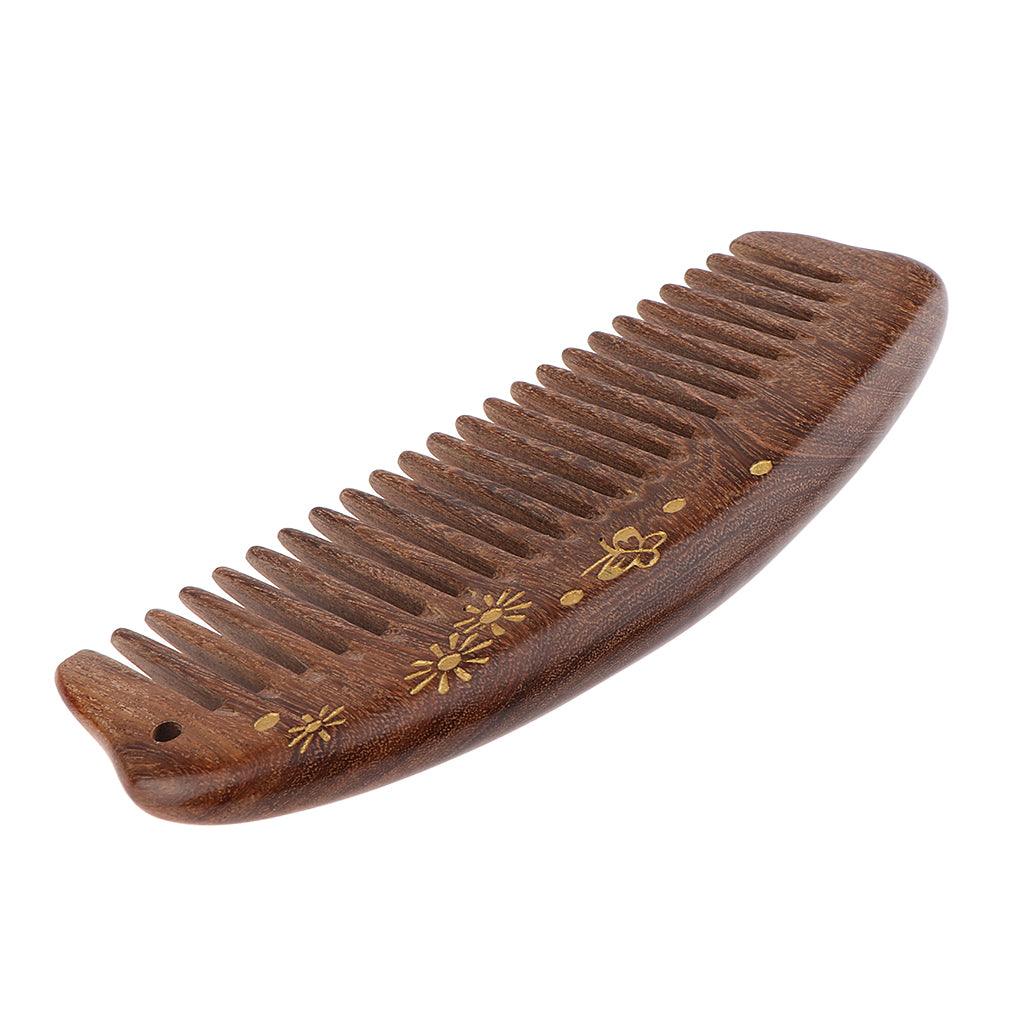 Maxbell Handmade Polish Natural Sandalwood Comb Scalp Massage Detangling Hair Brush Medium Tooth - Aladdin Shoppers
