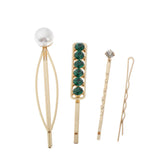 Maxbell 4pcs pearl rhinestone Barrette Pin hair clip pins hair jewelry  green